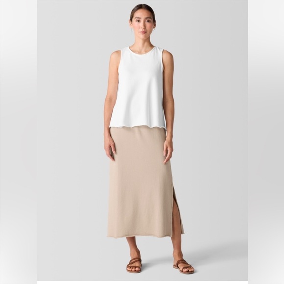 Eileen Fisher Tan French Terry Organic Cotton Skirt - Picture 1 of 7
